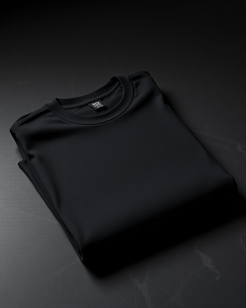 Folded matte black performance training tee